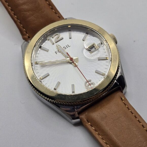 Fossil Accessories - Fossil Womens Boyfriend Oversized Watch Two-Tone Brown Leather Date Indicator